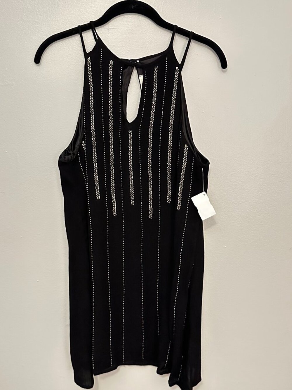 NWT Black Sequin Detail Shift Dress S